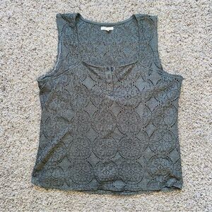 Maurice’s Elegant Gray Lace Sleeveless Top Square Fitted Blouse Tank XXL Plus
